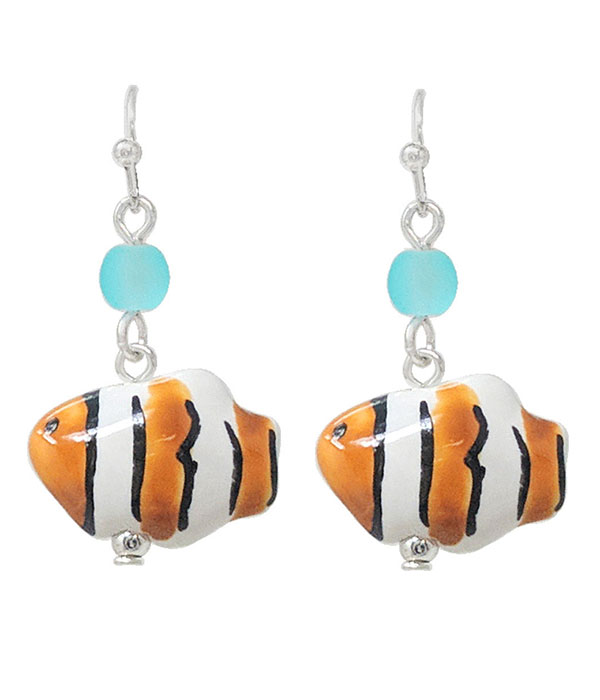 Glass tropical fish earring