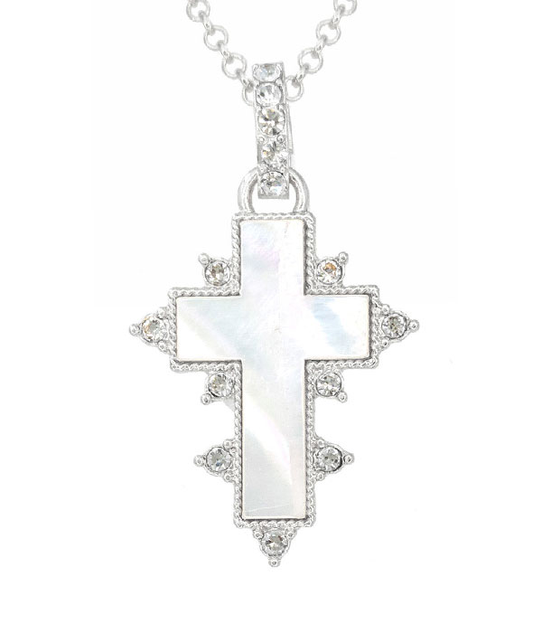 Mop cross necklace
