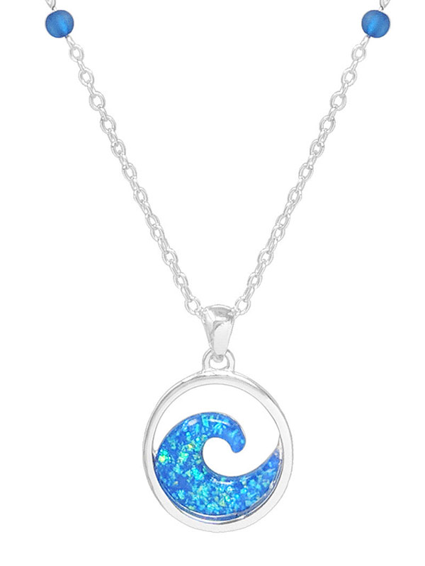 Opal epoxy wave necklace 