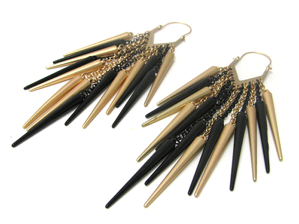 5 inch long metal spike cluster drop earring
