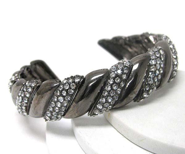 Crystal deco twist metal stretch bracelet