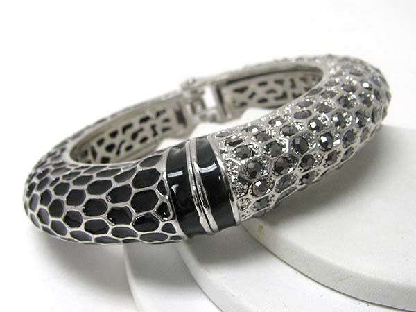 Crystal and epoxy deco bee hive pattern bracelet