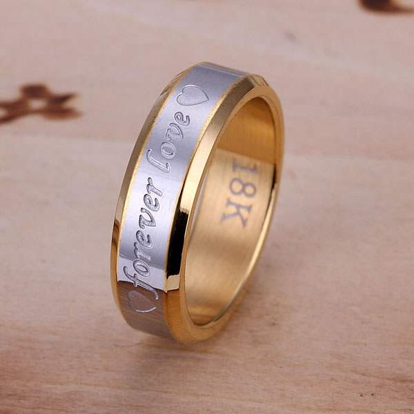 925 sterling silver and 18k plated couple ring