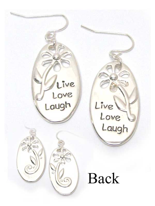 Flower metal fish hook earrings - live love laugh