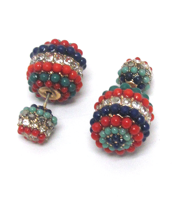 Double sided multi beads and crystal earrings