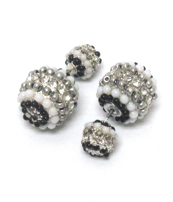 Double sided multi beads and crystal earrings