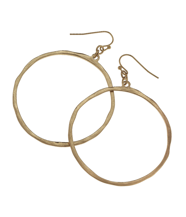 Artisan hammered hoop earring