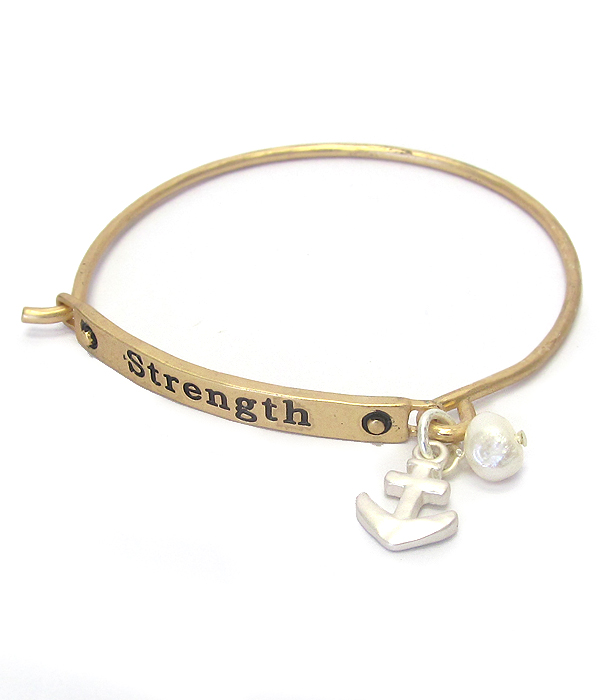 Inspiration wire bangle bracelet - strength