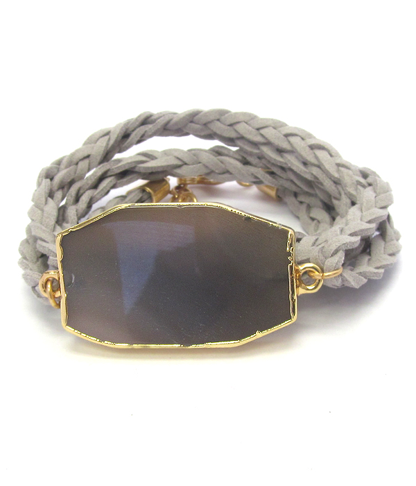 Genuine stone twist suede cord wrap bracelet