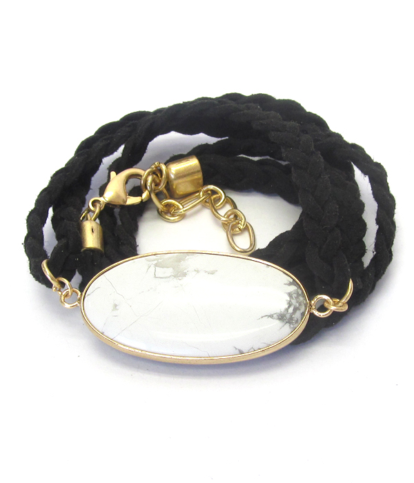 Genuine stone twist suede cord wrap bracelet