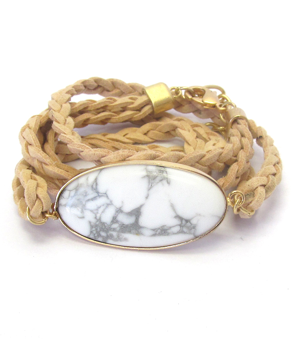 GENUINE STONE TWIST SUEDE CORD WRAP BRACELET