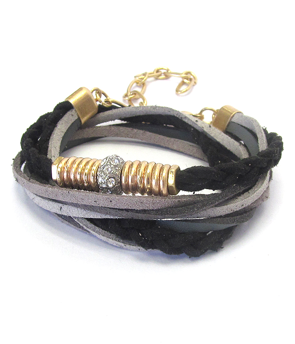 Multi suede cord mix wrap bracelet