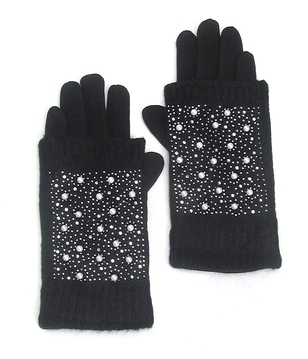 Pearl sprinkle double layer gloves