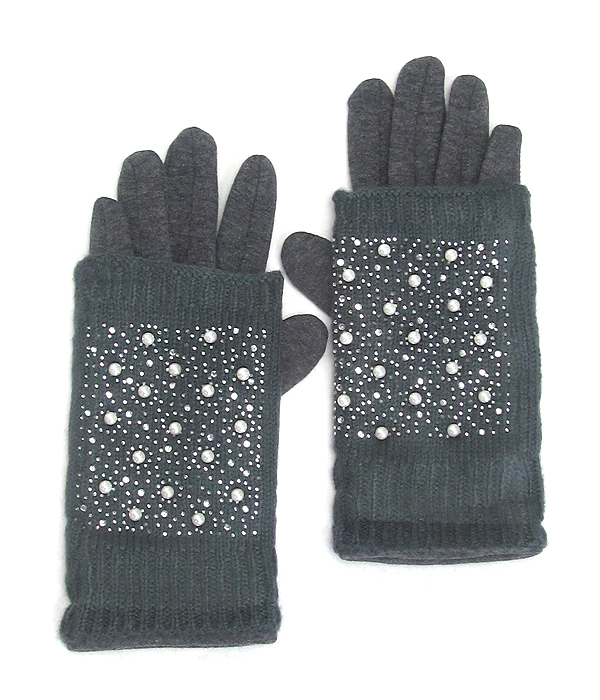 Pearl sprinkle double layer gloves