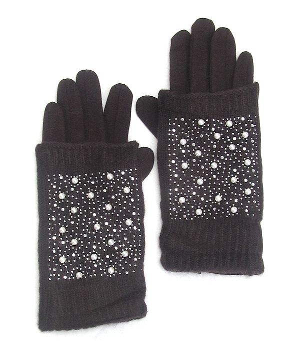 Pearl sprinkle double layer gloves
