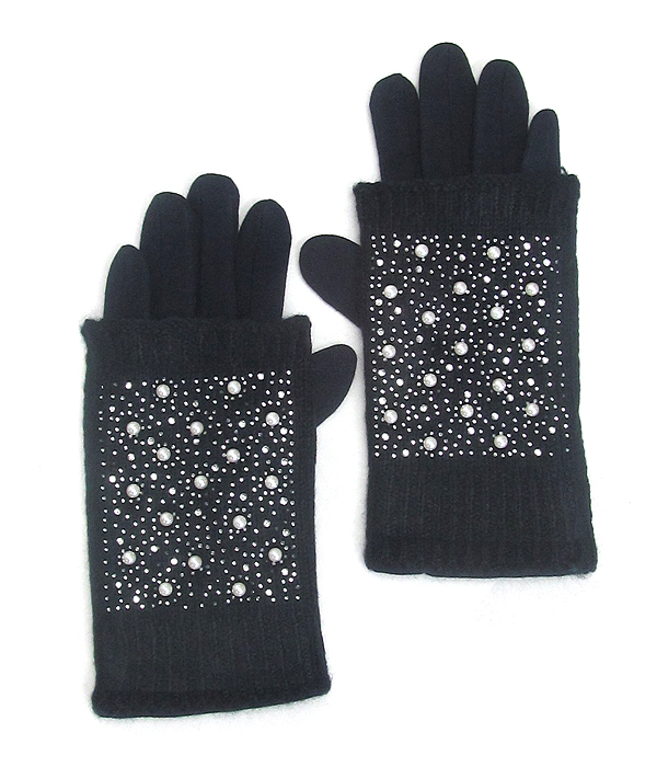 Pearl sprinkle double layer gloves
