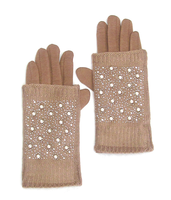 Pearl sprinkle double layer gloves