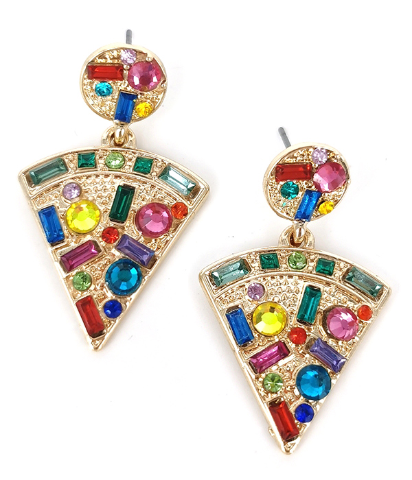 CRYSTAL DECO PIZZA SLICE EARRING