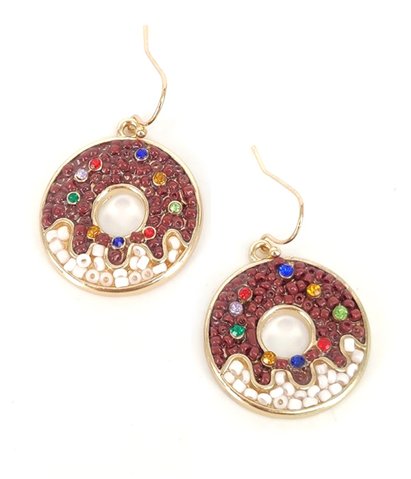 Crystal and pearl seedbead mix donut earring
