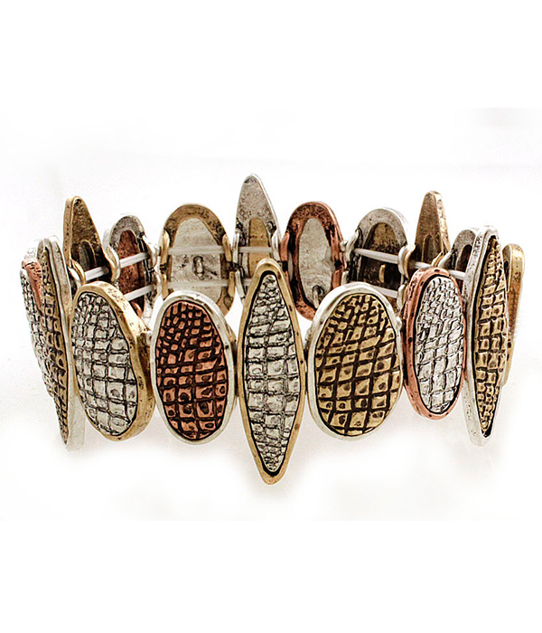 Vintage metal stretch bracelet - oval