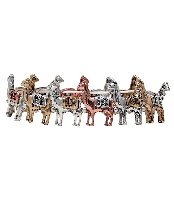 VINTAGE METAL STRETCH BRACELET - LLAMA