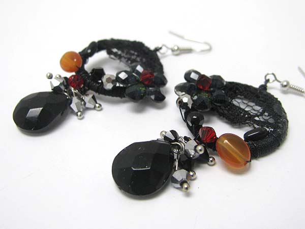 Mixed natural stone beads dangle earring