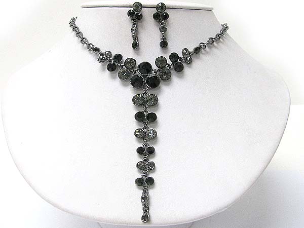 Austrian crystal y drop necklace earring set