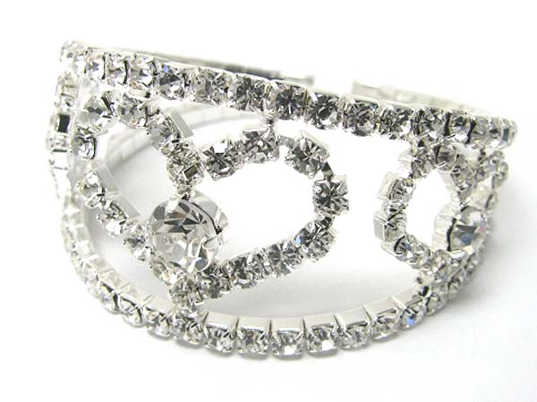 Crystal and rhinestone link cuff bangle