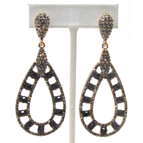 Multi crystal deco double teardrop earring