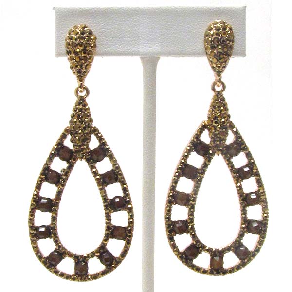 Multi crystal deco double teardrop earring