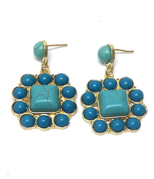 Bohemian style with turquoise stone earrings