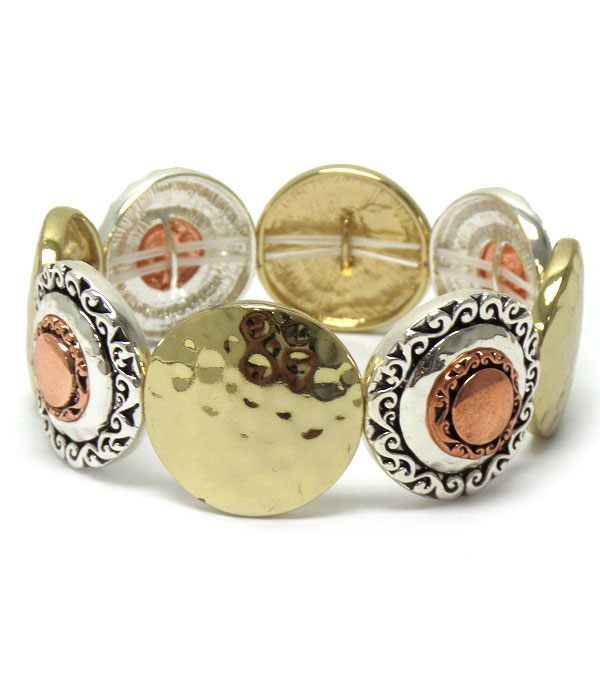 Metal linked disks with border bracelet