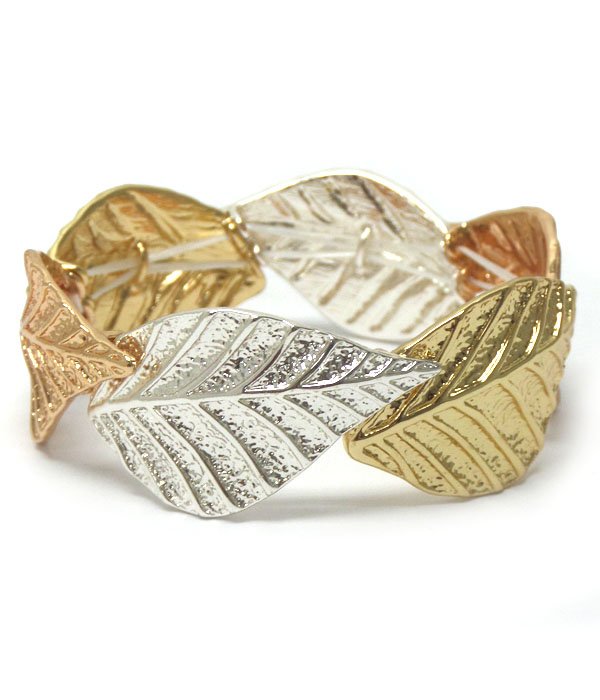 Multi metal linked leafs bracelet