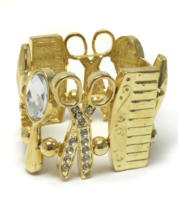 Metal beauty tools linked bracelet