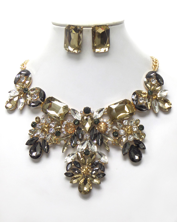 Luxury class victorian style and austrian crystal glass party necklace set