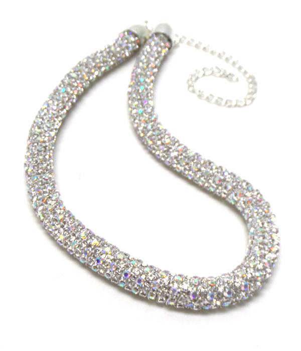 Rhinestones tube chain necklace