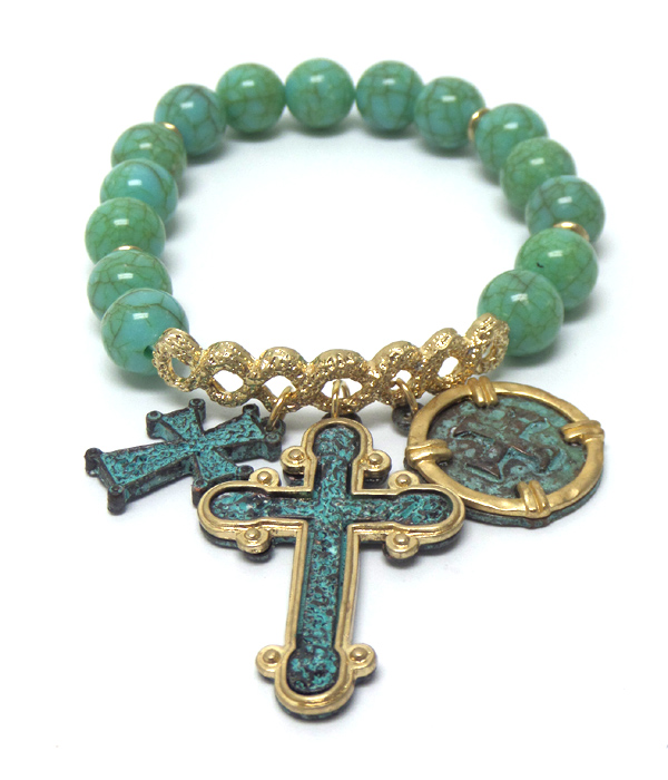 Turquoise stone charm bracelet