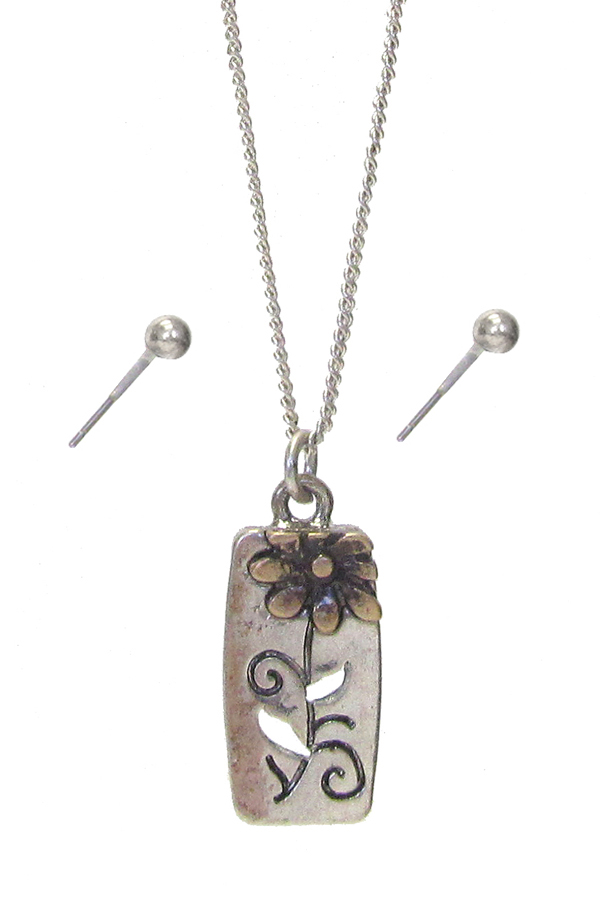 Flower pendant necklace set