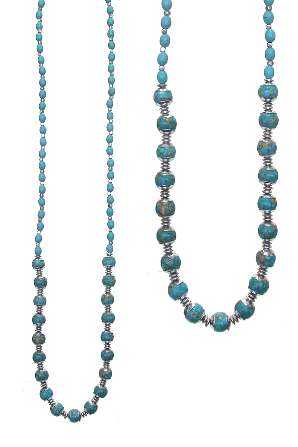 MULTI SEMI PRECIOUS STONE LONG NECKLACE