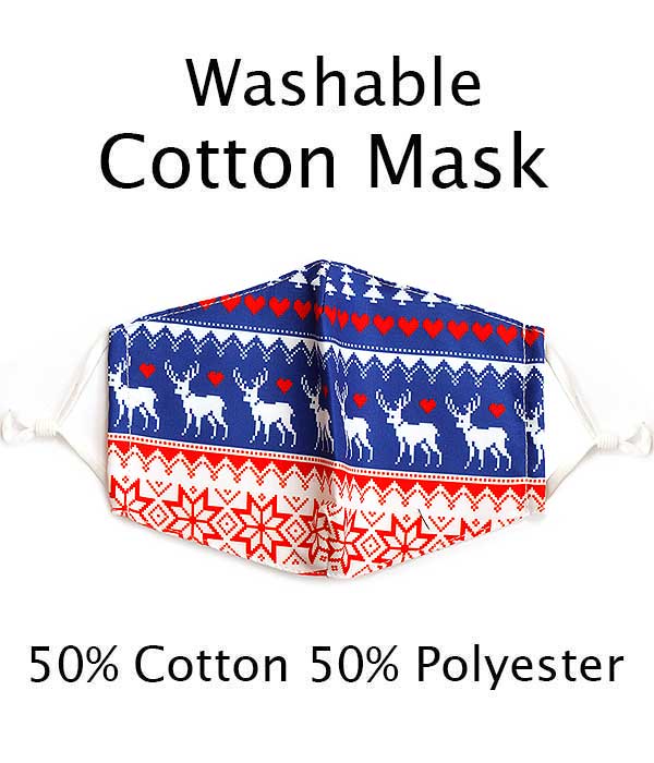 CHRISTMAS THEME WASHABLE FACE MASK WITH FILTER INTERLAYER AND ADJUSTABLE LENGTH -FILTER NOT INCLUDED