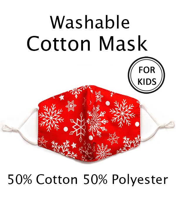 Christmas kids washable face mask with filter interlayer adjustable length