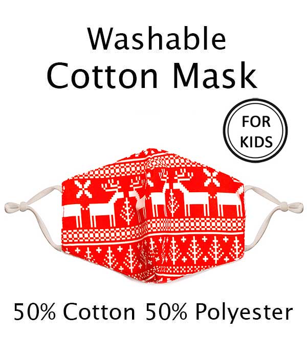 Christmas kids washable face mask with filter interlayer