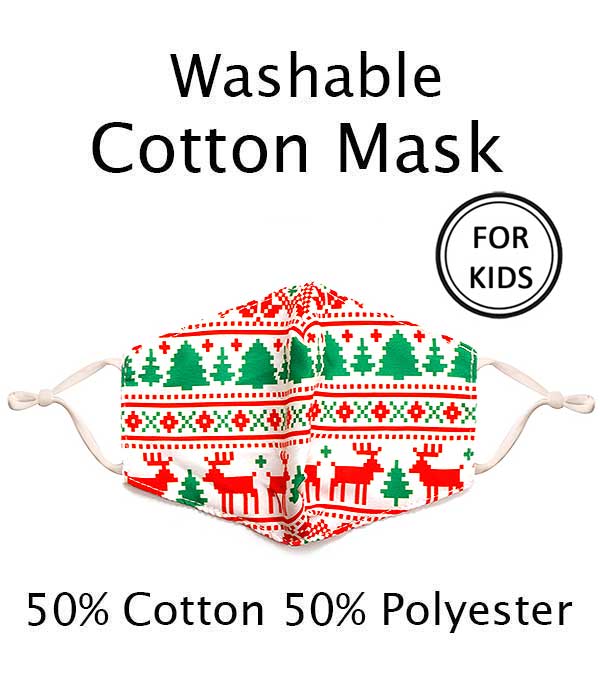 Christmas kids washable face mask with filter interlayer adjustable length -filter not included