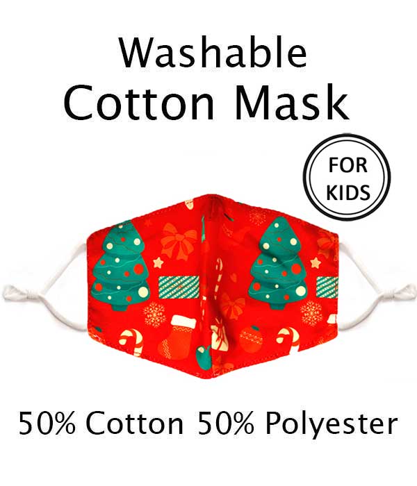 Christmas kids washable face mask with filter interlayer