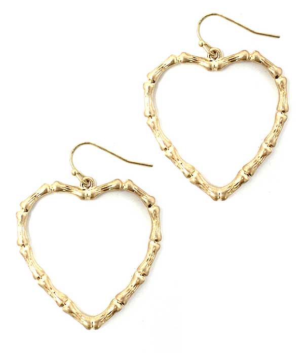 Metal bamboo heart earring -valentine