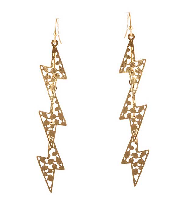 TRIPLE METAL THUNDER DANGLE DROP EARRING