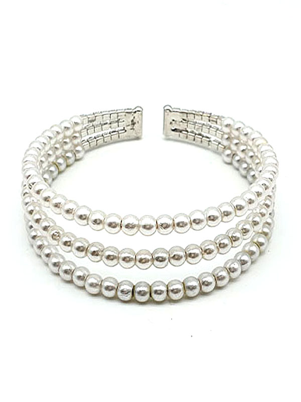 PEARL AND RHINESTONE WEDDING OR PARTY COIL BRACELET