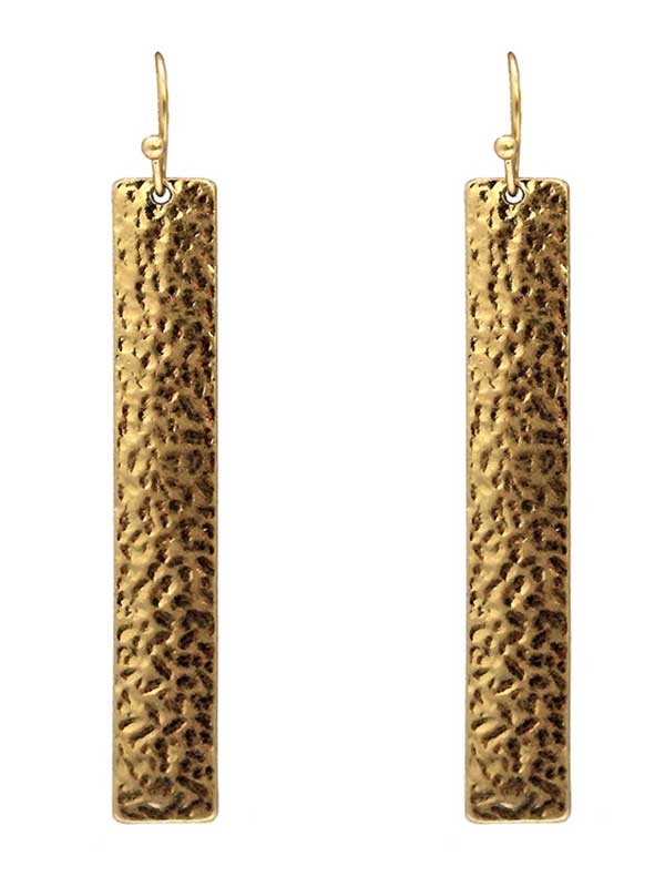 TEXTURED METAL BAR DROP EARRING