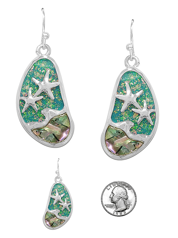 SEALIFE THEME ABALONE AND OPAL MIX EARRING - STARFISH