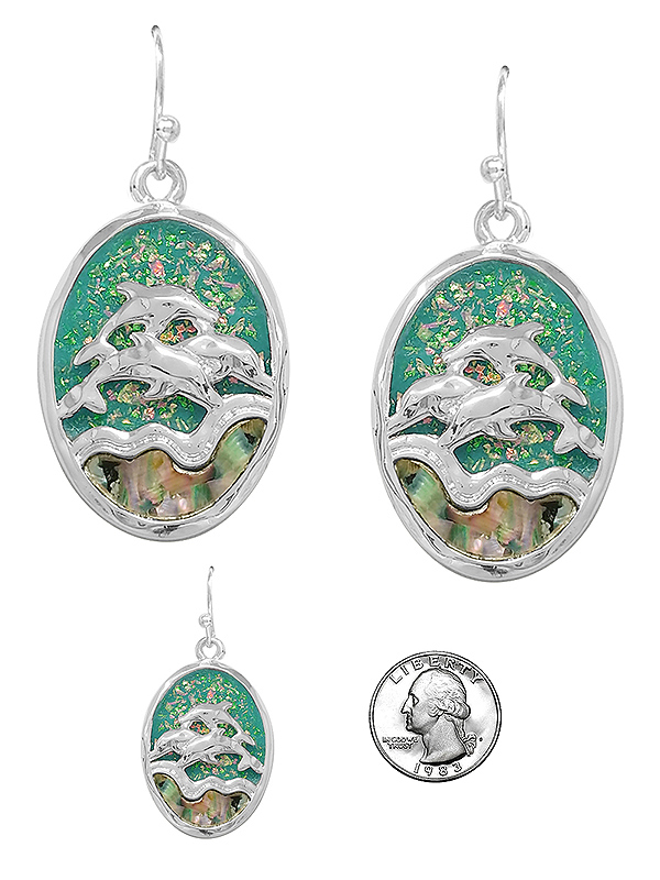 SEALIFE THEME ABALONE AND OPAL MIX EARRING - DOLPHINE
